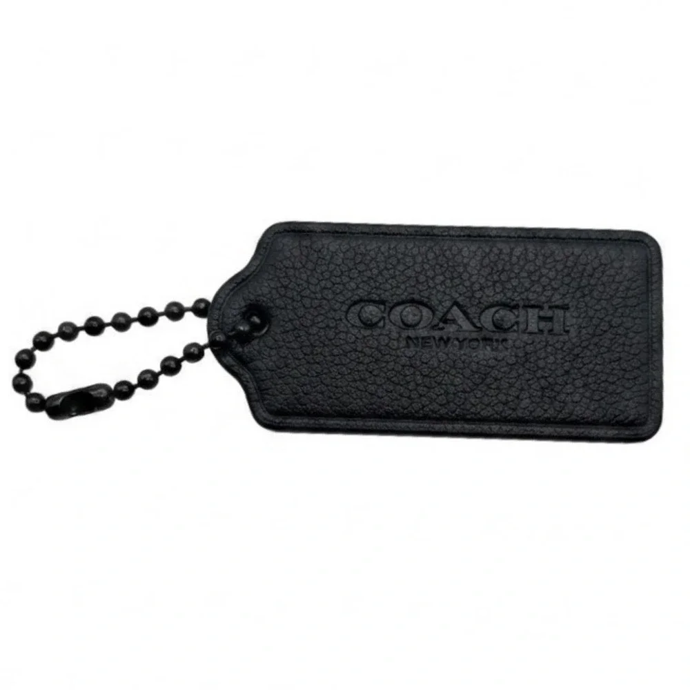 Coach Black Pebbled Leather Hangtag Bag Charm Replacement Gunmetal Ball Chain